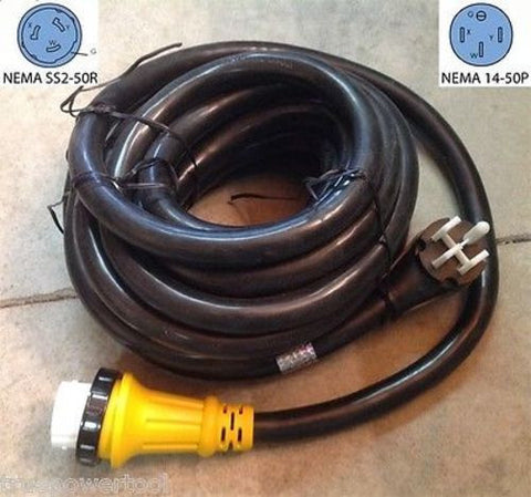 TruePower 6/3+8/1 30 foot 50 amp RV Power Cord w/ Twist Lock Locking Connector