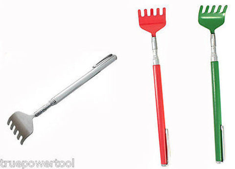TELESCOPE METAL BACK SCRATCHER WITH RUBBER GRIP HANDLE - 3 PIECE SET