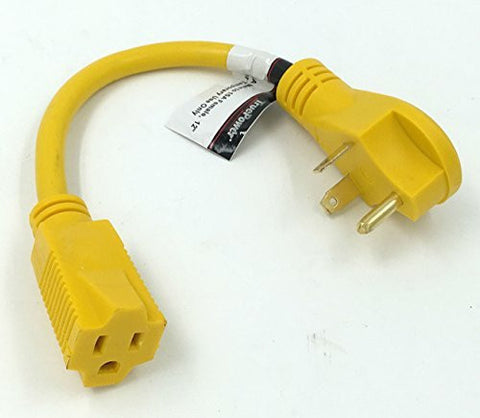 TruePower RV 1 Foot Pigtail Adapter Power Cord 15 Amp Female To 30 Amp Male Plug Connector