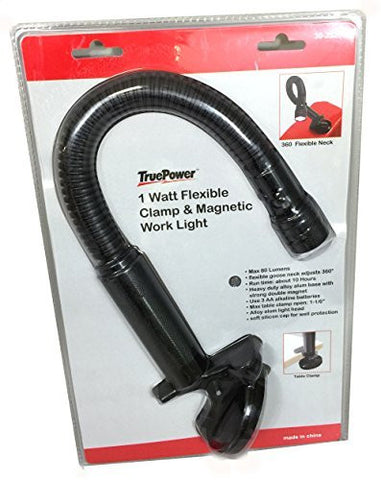 TruePower 1 Watt LED Gooseneck Worklight / Work Light with Magnetic Base and Clamp