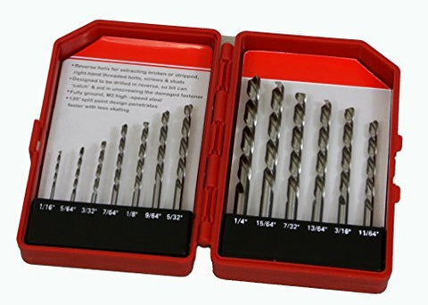 TruePower 13 Piece Left Handed Drill Bit Set, M2 HSS, Ground Flutes