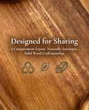 Acacia Natural Wood Chip & Dip Serving Tray Platter Party Appetizer Snack Salsa