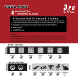 Toolman Circular Saw Blades Universal Fit 3Pc set 4" Diamond Masonry for Tile Marble Concrete brick works