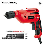 Toolman Electric Power Drill Driver 3/8" Variable Speed For Heavy Duty Corded