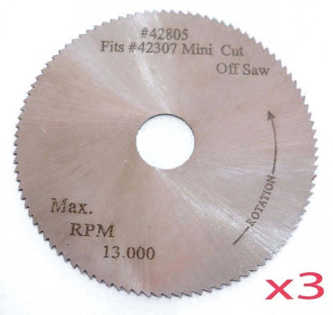 3Pc. 2" x 100T x 3/8" HSS Blade for Mini High Speed Miter Cut Off Saw