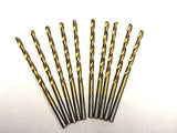 7/64" TITANIUM COATED HSS DRILL BITS FOR WOOD, METAL & PLASTIC, PACK OF 10