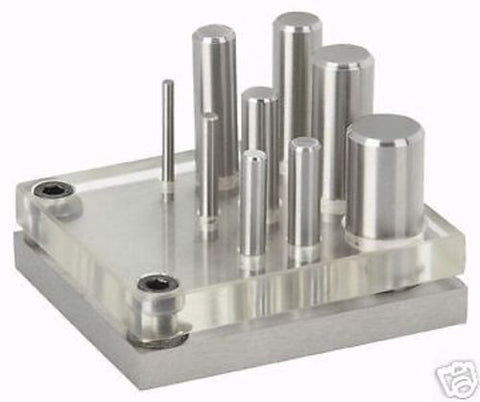 NEW 9 PC PUNCH AND DIE SET - ALLOY STEEL + CASE CLEAR PLATE FOR EASY ALIGNMENT