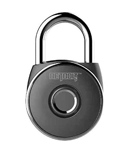 NetBolt Smart Padlock, Metal Waterproof, Suitable for House Door, Suitcase, Backpack, Gym, Bike, Office, APP is Suitable for Android/iOS, Support USB Charging (Satin Black)