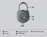 NetBolt Smart Padlock, Metal Waterproof, Suitable for House Door, Suitcase, Backpack, Gym, Bike, Office, APP is Suitable for Android/iOS, Support USB Charging (Satin Black)